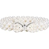 Dubulle Women’s Pearl Belts Elastic Bridal Sash Crystal lvory Bead Wedding Belt Sexy Bridesmaid Dress Girl Waist Chain