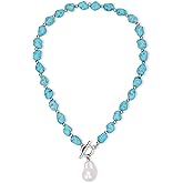 GAVU Baroque Pearl Pendant Necklace, Chunky Turquoise Necklace for Women