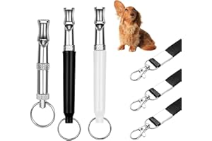 3pcs Dog Whistle for Recall, Adjustable Frequency Dog Training Whistles to Stop Barking, Silent Ultrasonic Stainless Steel Wh