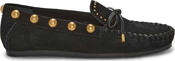 VINCE CAMUTO WOMEN SENNETT STUDDED MOCASSIN BLACK 6 MEDIUM