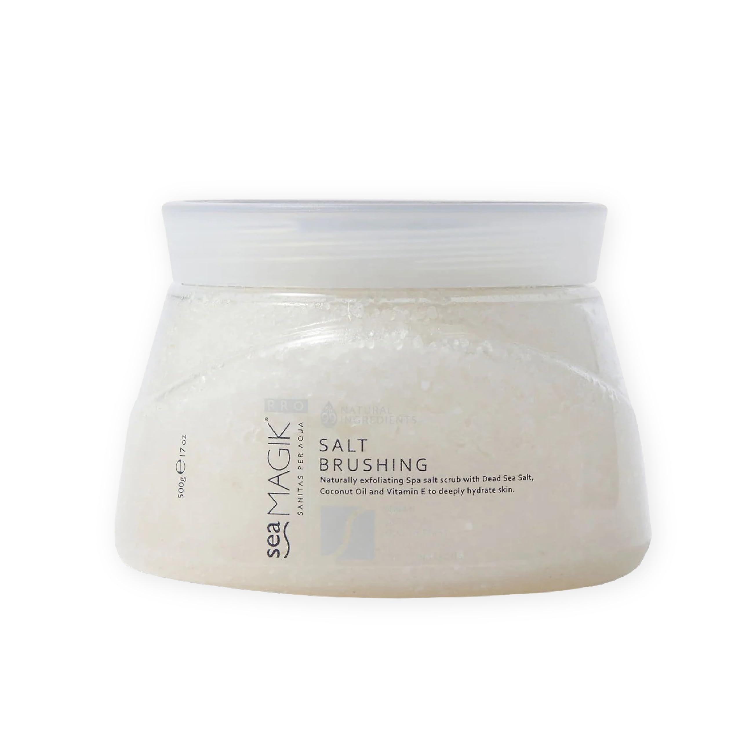 Sea Magik - Exfoliating Body Scrub, Dead Skin Remover for Body, Dead Sea Salt Scrub with Hydrating Coconut Oil and Vitamin E, Allergen Free Spa Fragrance, Pregnancy Safe, Vegan, Cruelty Free (500g)