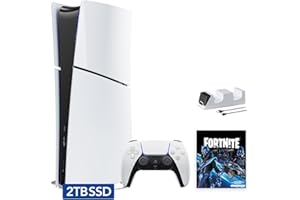 SONY PlayStation 5 Slim Upgraded 2TB Digital Edition Fortnite Cobalt Star Bundle and Controller Charger - White, 2TB PCIe SSD Upgraded Slim PS5 Gaming Console [playstation_5] [video game] [video game] [video game]