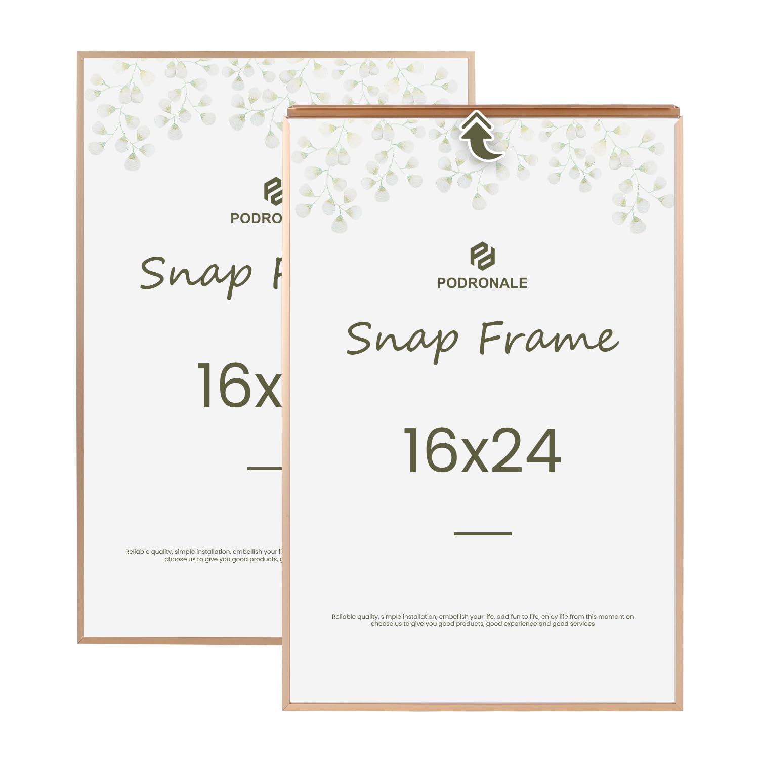 Photo 1 of 16x24 Poster Frames, Plexiglass, Matte Gold Aluminum Snap Frame, Front-Loading Frame for Wall (2PCS)