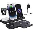 6-in-1 Fast Wireless Charging Station for iPhone 16/15/14/13, Apple Watch Ultra/9/8, AirPods Pro,18W Qi-Certified (with QC3.0 Adapter)
