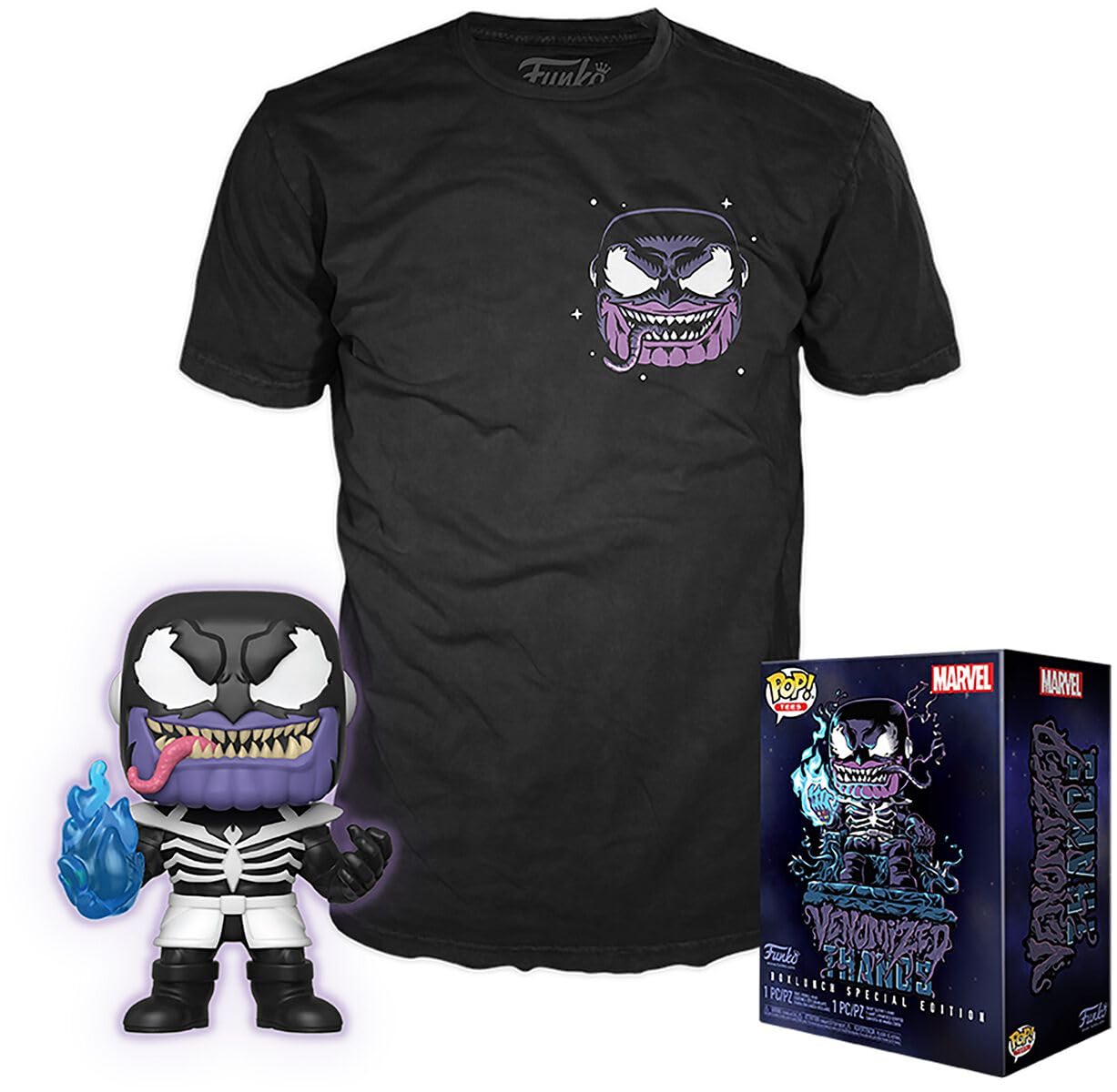 Funko POP! & Tee: Marvel - Venomized Thanos - Extra Large - (XL) - T-Shirt - Clothes With Collectable Vinyl Figure - Gift Idea - Toys and Short Sleeve Top for Adults Unisex Men and Women