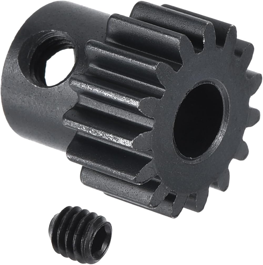sourcing map RC 32P Pinion Gear 15T 5mm Shaft Carbon Steel Motor Gear for RC