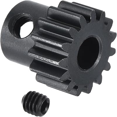 sourcing map RC 32P Pinion Gear 15T 5mm Shaft Carbon Steel Motor Gear for RC