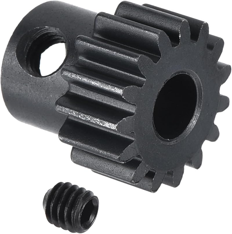 sourcing map RC 32P Pinion Gear 15T 5mm Shaft Carbon Steel Motor Gear for RC
