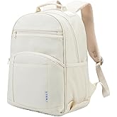 NOL Natural Organic Lifestyle Kids Backpack, School Backpacks for Teens Girls Boys, School Bookbag with Pencil Bag & Reflective Stripe for Elementary School - Cream