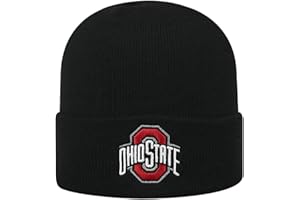 C5 SPORTS Officially Licensed Ohio State Cuffed Knit Black Beanie Hat Classic Edition Embroidered Team Logo Winter Cap