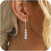 Hypoallergenic Graduated CZ Drop Earrings for Women, Christmas Gifts, 925 Sterling Silver Post, 14K Gold Plated Sparkle Dangle Earrings Wedding Party Birthday Jewelry