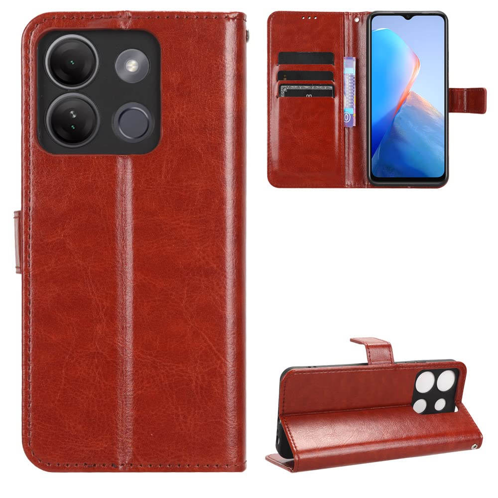 BellaCase Infinix Smart 7 HD Case [Wallet Case] [Kickstand] [Card Slots] [Magnetic Flip Cover] Compatible with Infinix Smart 7 HD Smartphone(Brown)