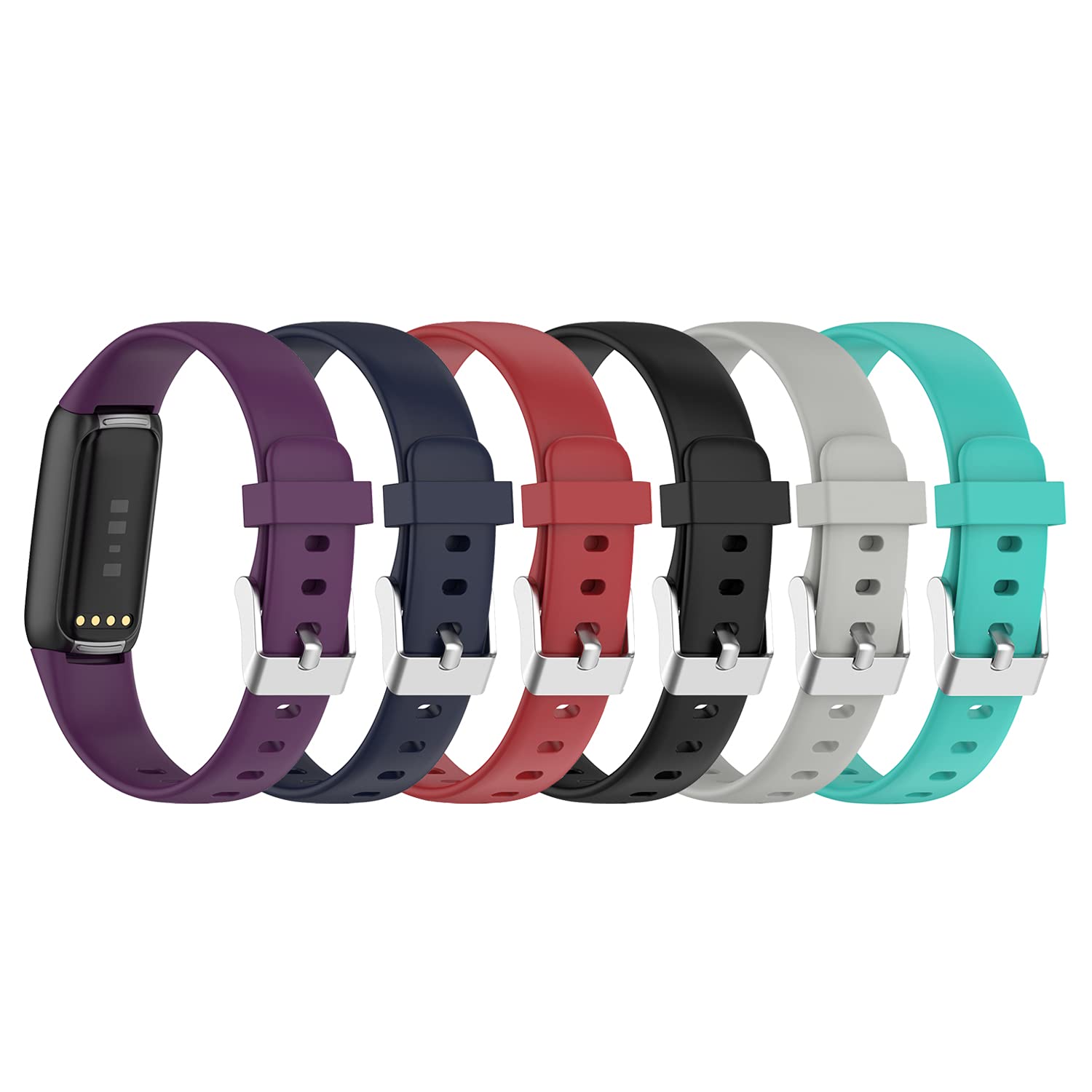 Chofit (6-Pack Straps Compatible with Fitbit Luxe Strap, Classic Replacement Soft Silicone Sport Bands Wristband Colorful Arm Band for Luxe Activity Tracker (6B, Small)