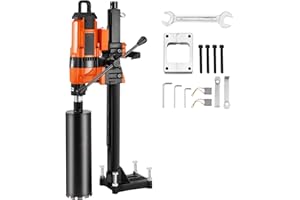 Uargd Diamond Core Drill Machine with Stand, 0.8-11.8in Drilling Diameter, 3500W Power for Wet and Dry Drilling on Concrete, 