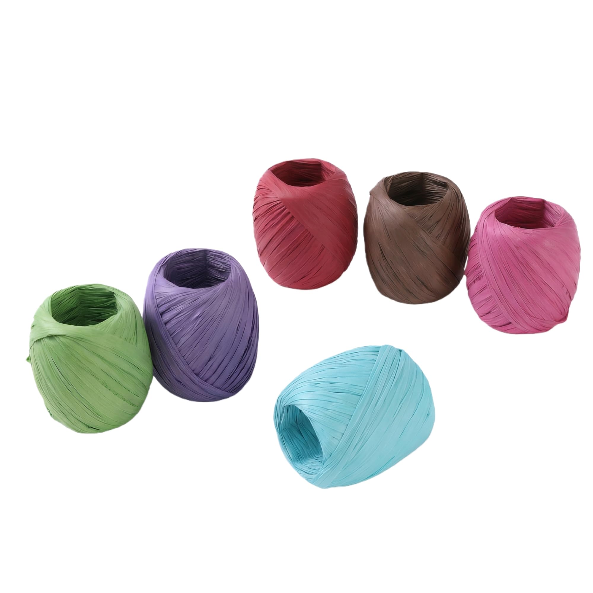 LJY 6 Rolls Raffia Paper Ribbon Set, 20 m Each (Total 120 m) - 6mm Wide Coloured String for Gift Wrapping, Floristry, DIY Arts and Crafts, Party Decoration and Hamper Packing