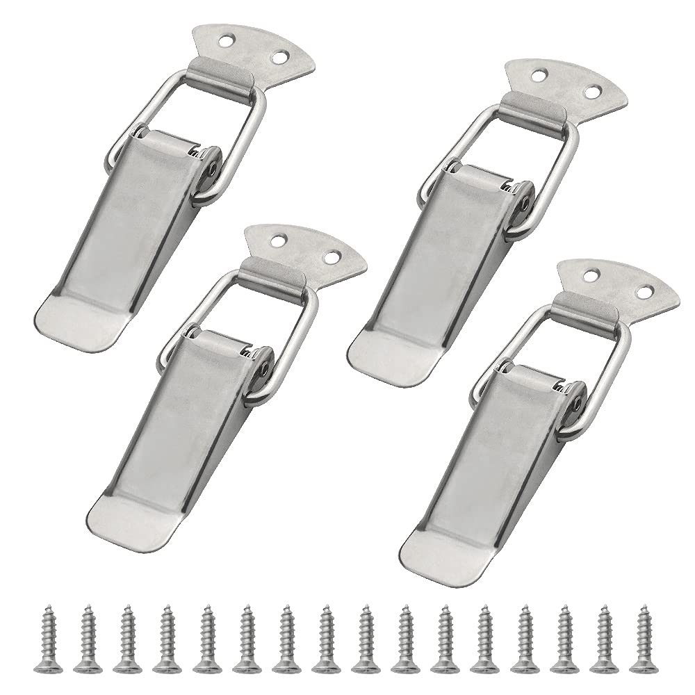 WMYCONGCONG 4 PCS Latch, Toggle Latch Stainless Steel Latch Catches Clamp with Mounting Screws for Toolbox, Cases, Chests, 112mm