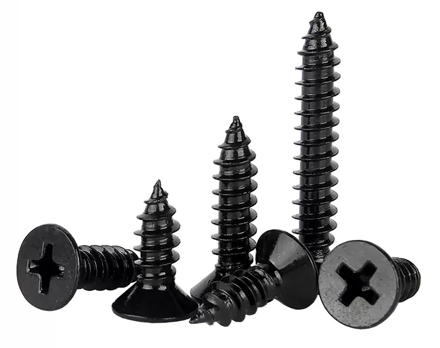 EBAIJQUO M3.5x45mm Phillips Flat Head Wood Screws Black Xylan Coated 304 Stainless Steel Self-Tapping Screws Full Thread for Wood/Sheet-Metal/Plasterboard(50pcs)