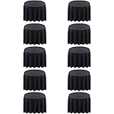 Surmente 132 inch Round Tablecloths -10 Pack Black Round Table Cloths, Polyester Fabric Table Covers for Wedding, Party, Banquet, or Restaurant