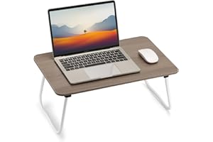 FISYOD Foldable Laptop Desk, Portable Lap Desk Bed Table, Lightweight Breakfast Table Tray Desk, Laptop Stand, Mini Table for Working Writing Drawing Eating Picnic-Walnut