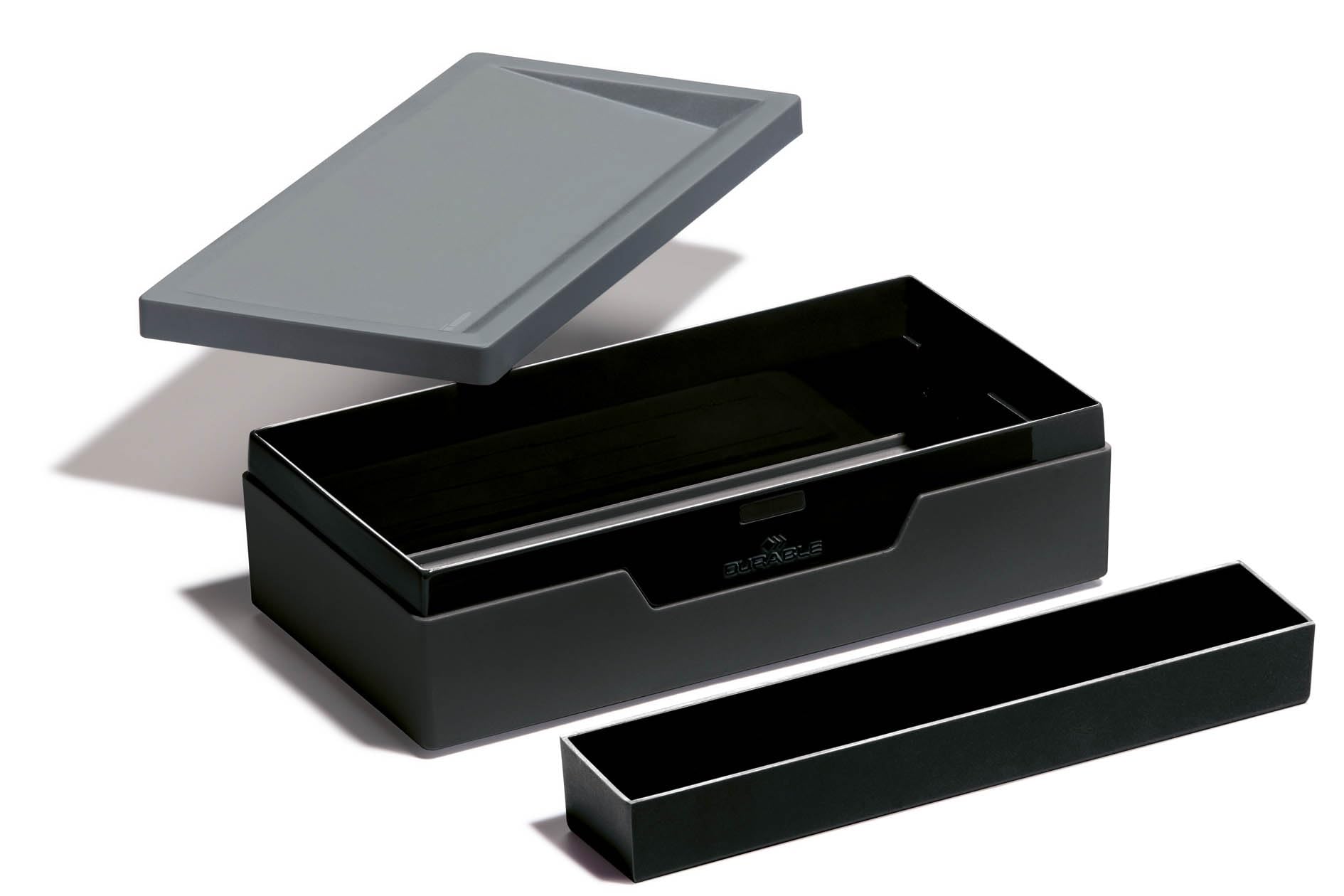 Durable 761258 VARICOLOR Job Case, Compact Case for Office Stationary with Removable Pen Tray, Charcoal