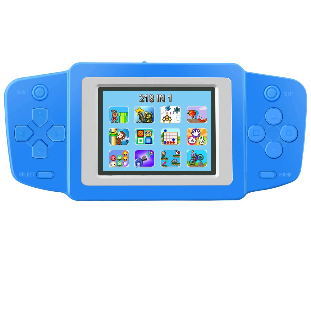 Bornkid Retro Handheld Game Console for Kids, Built in 8 Bit 218 Classic Video Electronic Games Portable Arcade Gaming System Birthday Gift for Children Travel Holiday Recreation 2.5" Screen (Blue)