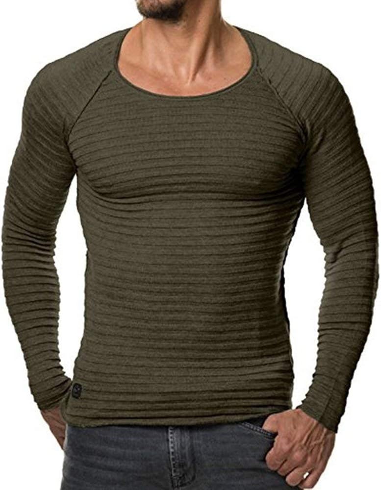 HaiDean Men's Collarless Knitwear Casual Pullover Modal Long with