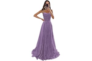 Boey Frek Sparkly Tulle Prom Dress Long Ball Gown Sequin Corset Formal Evening Gown with Slit for Women 2025