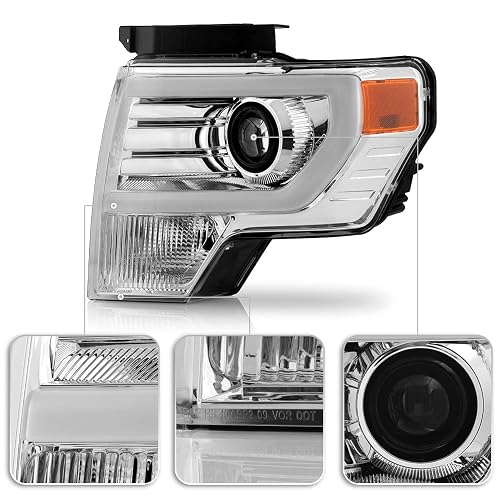 For 2009 2010 2011 2012 2013 2014 Ford F150 LED Tube Projector Headlights Dri
