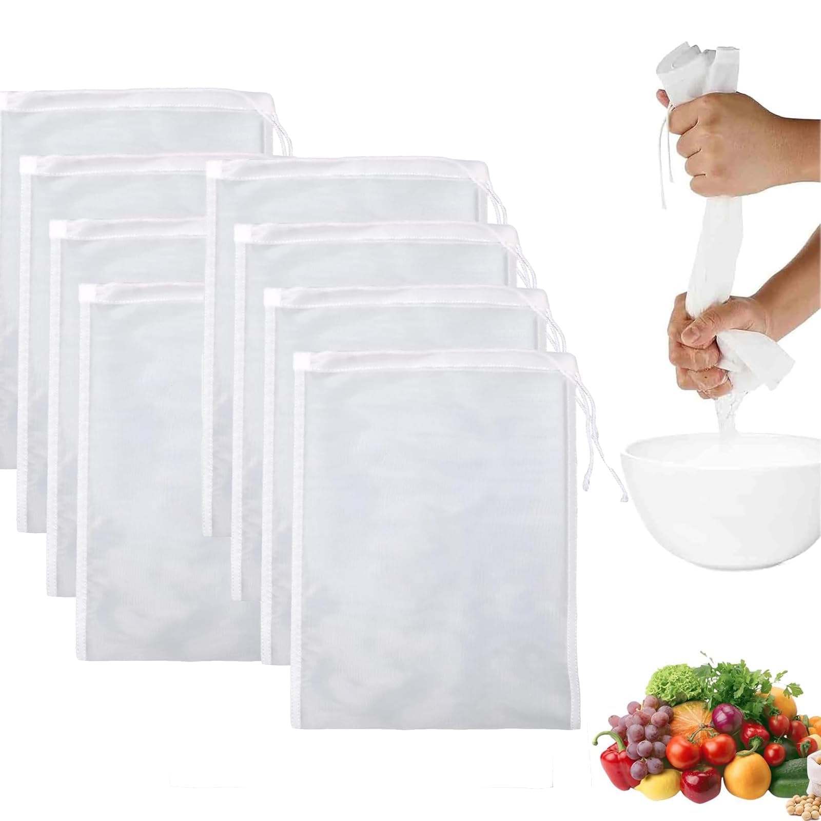 WNXBFO 8 Pieces Cheese Cloth, Reusable Cheese Cloths for Straining, 8”x12” Muslin Cloths for Cooking, Cheesecloth for Straining for Cooking,Nylon Strainer for Yogurt Almond Soy Oat Milk
