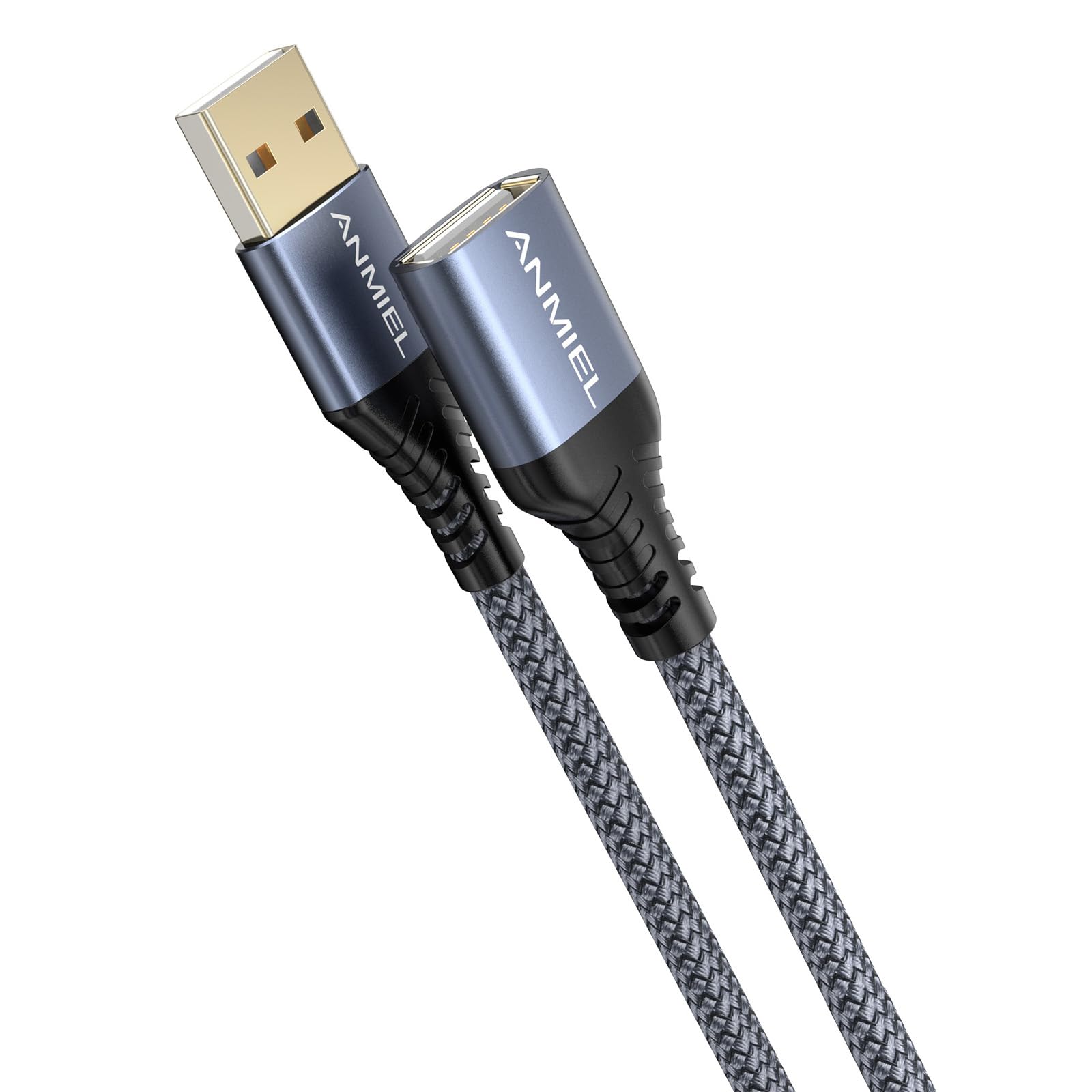 ANMIEL USB 3M Braided Extension Cable Type A Male to Female Data Transfer Cord With Gold-Plated Connector for, Hard Drive, Scanner, Camera, Keyboard, Card Reader, USB Disk