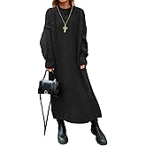 Saodimallsu Womens Oversized Sweater Dress Mock Neck Long Sleeve Casual Warm Chunky Knit Fall Winter Maxi Dresses
