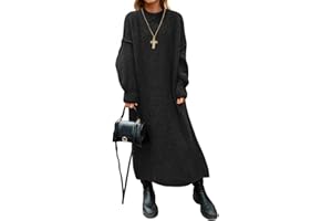 Saodimallsu Womens Oversized Sweater Dress Mock Neck Long Sleeve Casual Warm Chunky Knit Fall Winter Maxi Dresses