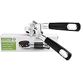 WinFong Can Opener, Professional Portable Manual Can Opener, 3 in 1 Stainless Steel Sharp Blade Built in Bottle Opener with Easy Turn Knob and Ergonomic Anti-slip Handles