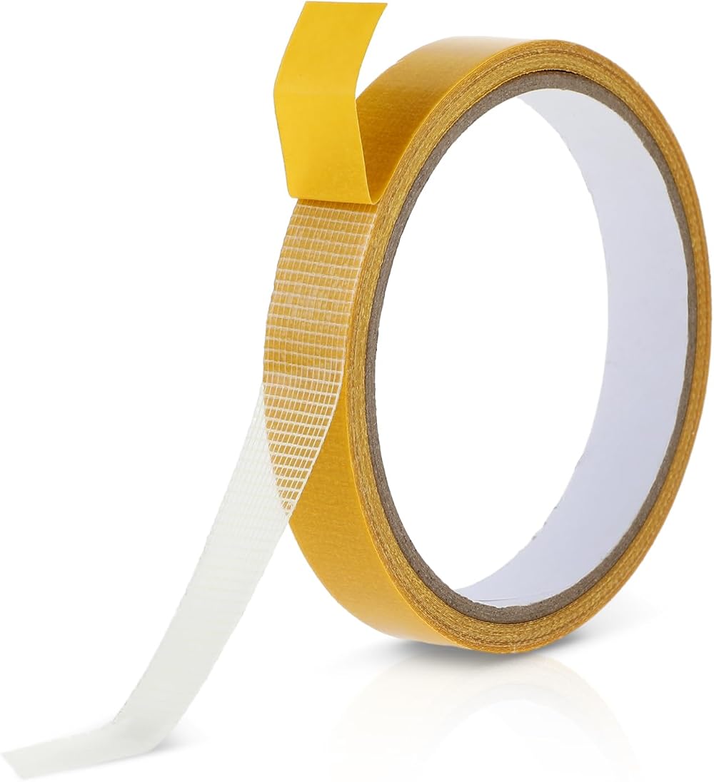 Sibba Double Sided Fabric Tape 0.59 in x 32.8 ft Heavy Duty Yellow