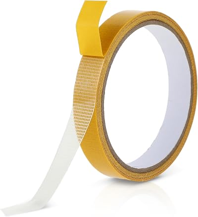 Sibba Double Sided Fabric Tape 0.59 in x 32.8 ft Heavy Duty Yellow