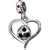 JMQJewelry Football Charm Soccer World Cup Sport Heart Birthstone Charms for Bracelets Father Daughter Brother Son Jewelry