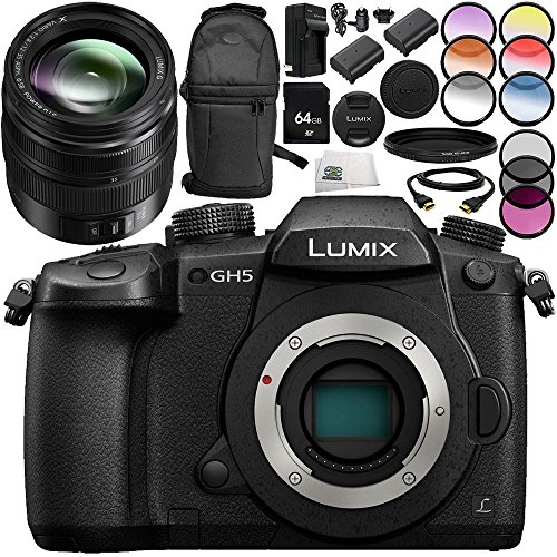 Panasonic-Lumix-DC-GH5-Mirrorless-Micro-Four-Thirds-Digital-Camera-with12-35mm-f28-II-ASPH-POWER-OIS-Lens-14PC-Bundle--Includes-64GB-SD-Memory-Card-2x-Replacement-Batteries-MORE