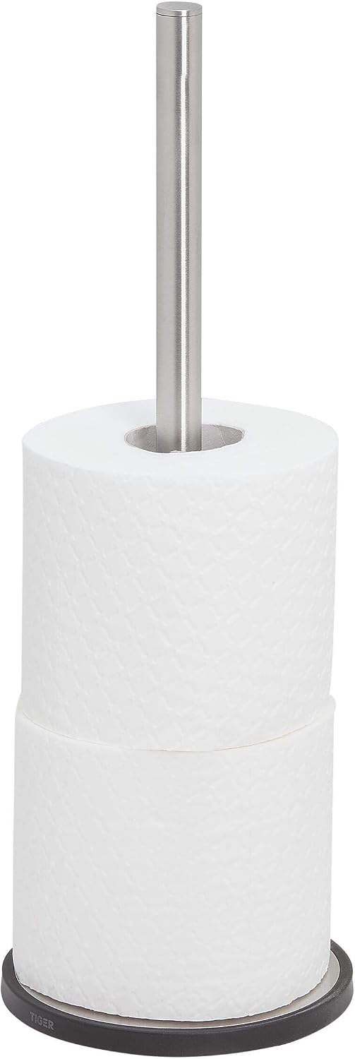 Tiger Tune Spare Toilet Roll Holder, Stores Three Extra Rolls of Toilet Paper, Freestanding, Stainless Steel Brushed, Black - Image 3