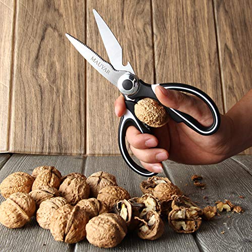 Kitchen Shears, Ultra Sharp Premium Heavy Duty Shears for Kitchen with Stainless Steel Blade and Multi Purpose Scissors for Chicken, Poultry, Fish, Meat, Vegetables, Herbs and BBQ by MAUYAR
