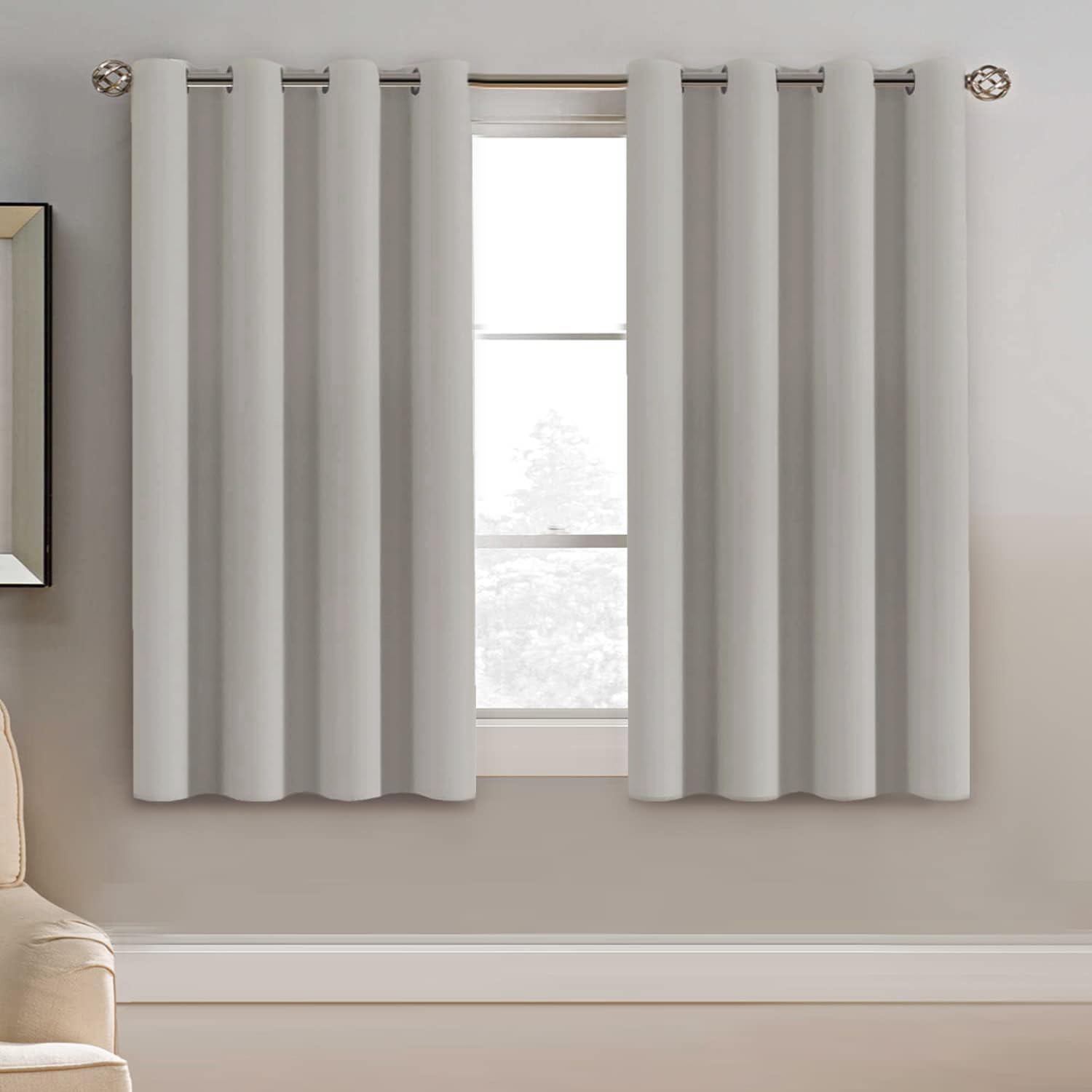 Photo 1 of *ONLY 1 CURTAIN PARTIAL SET* H. VERSAILTEX Blackout Curtain for Living Room Small Window Kitchen Blackout Curtains 45 inch Length Energy Saving Solid Grommet Blackout Drape, One Panel, Stone, 52" W x 45" L