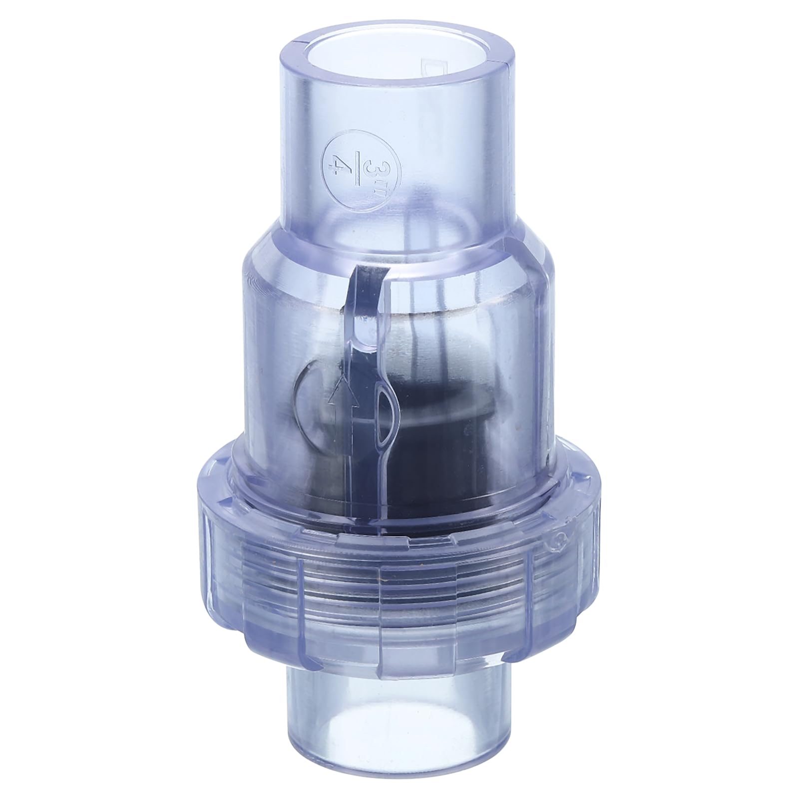 Photo 1 of uxcell UPVC Check Valve, 25mm ID Single Union Check Valve Fit 3/4" OD Pipe DN20 Slip Swing No-return Valve for Backflow Prevention, Clear