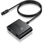 LiNKFOR Optical Cable Splitter 1x2 SPDIF Toslink Optical Splitter with 1m Male 3.3ft Optical Cables Gold Plated Connectors 1 