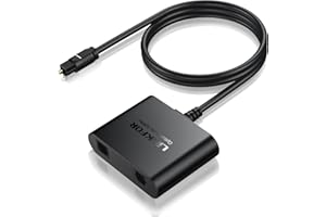 LiNKFOR 1X2 Toslink Optical Digital Audio Splitter Digital Toslink Fiber Optical Splitter 1 Male Input 2 Female Output for Home Theatre, Xbox, PS5/PS4,Wireless Headphones and Soundbars