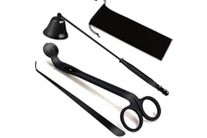 KOAKOMI 3 in 1 Candle Accessory Set, Candle Wick Trimmer Cutter, Candle Snuffer & Candle Wick Dipper for Candle Aromatherapy Lover Gift, Stainless Steel Candle Care Kit (Black)