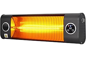 KEGIAN Wall-Mounted Electric Patio Heater, 1500W Fast Heating Heater, Overheat Protection, 9H Timer, Super Quiet Infrared Heater with Remote Control for Backyard, Bedroom,Indoor & Outdoor Use