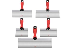 LUCKYSLYCYC Drywall Tools - Putty Knife, Stainless Steel Drywall Hand Tool Kit, Includes Taping knife 6'', 8'', 10'', 12'', 14'' 5 Pcs Different Sizes - Professional Spackle tool for Smooth and Precise Cutting