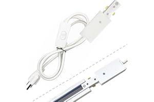 Bravsekai Track Lighting Live End Cord Kit, 1PCS 4.9FT H Track Live End Feed Connector with Cord Plug for H Type Single Circuit 3-Wire-1 Track Lighting System, White