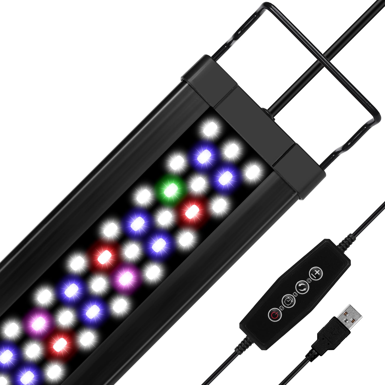Zingbabu USB Aquarium Light,10W Full Spectrum Fish Tank Lights with Timer, Adjustable Extendable Bracket for 12-24 Inch Aquarium