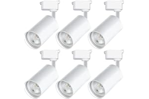 Yuemegou White Track Light Heads, 6pcs 6000K Cold White Adjustable Angle Track Lights, Extra Large Size High Brightness, 40W 3200lm H Track Light Heads, Suitable for H-Type 3-Wire Track Rails
