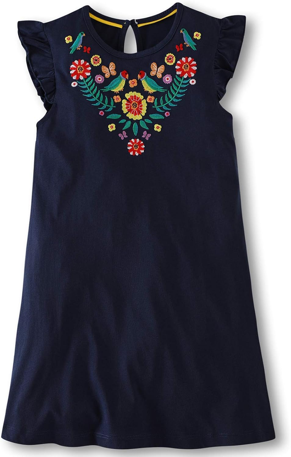 Fiream Toddler Girls Dresses Mexican Floral Casual Cotton Dress for Girls Kids: Clothing